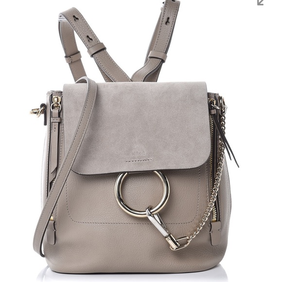 CHLOE Suede Calfskin Faye Backpack Motty Grey main image 5
